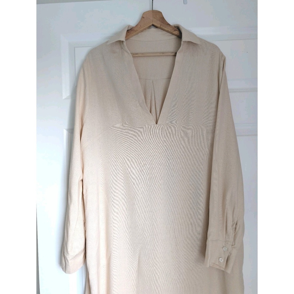 NWOT MyBodhi Linen Blend Tunic Dress Maxi Sand Beige Boho Long Lagenlook OS - Picture 5 of 16